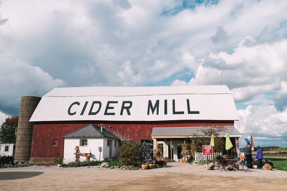 cider mill during an autumn road trip through michigan to traverse city